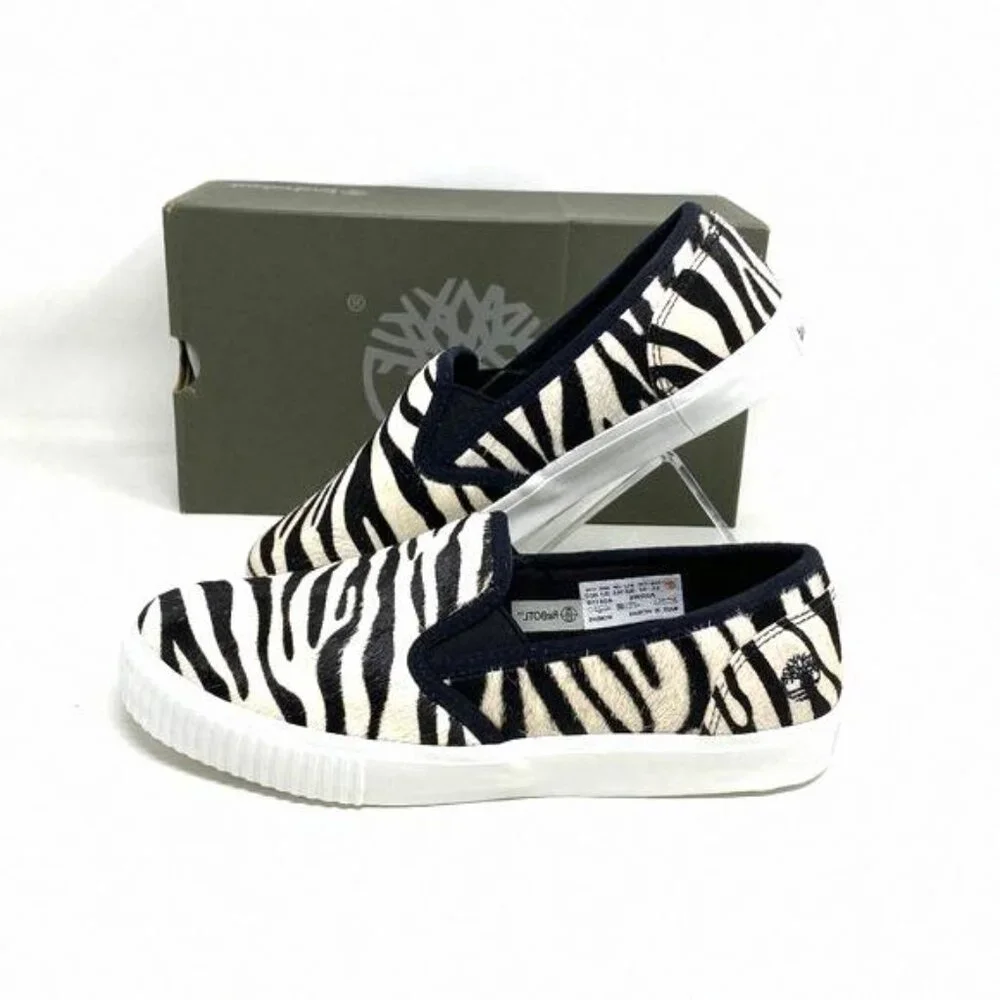 Timberland BX2 WOMEN SKYLA BAY SLIP ON ZEBRA LEATHER Black BX2 0A2GW6 TB White - Picture 10 of 11
